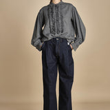 camicia voille lana con rouches MAGRITTE LIGHT GREY laurence bras 