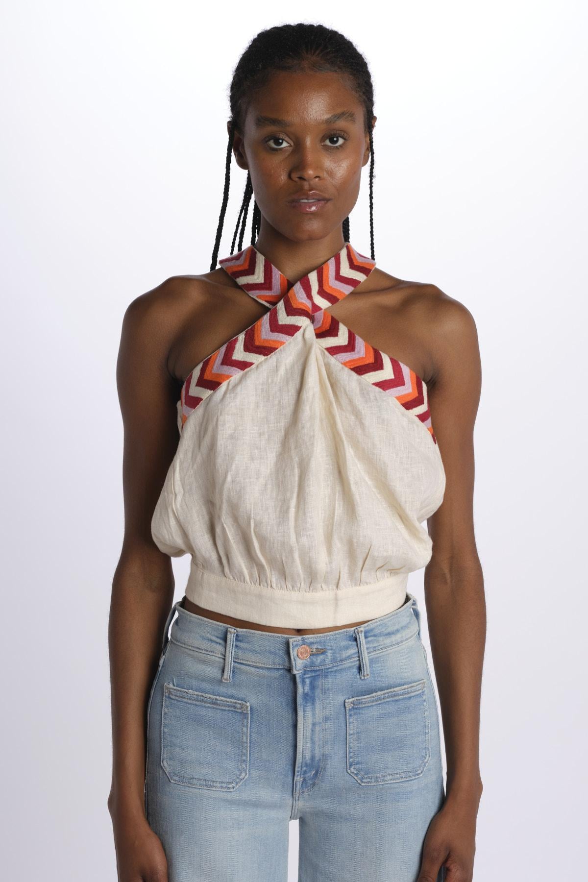 Top ricamo WILLOEMBROIDERY BEIGE chufy 