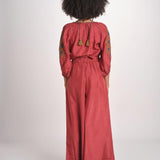 pantalone in seta over BE25252 RUST benaras soleil 