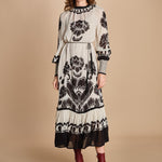 abito lungo con stampa a fiori FLORA ARABESQUE 339998 CREAM farm rio 