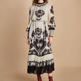 abito lungo con stampa a fiori FLORA ARABESQUE 339998 CREAM farm rio 