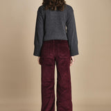 pantalone a zampa con taschine FAUVE WX BORDEAUX fam 