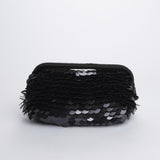 Clutch SANTORINI grande con paillettes BAG SANTORINI BLACK boheme couture 