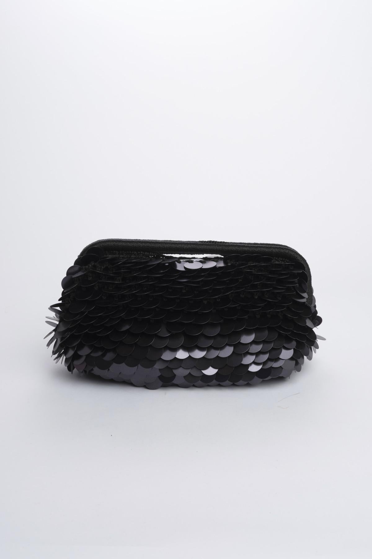 Clutch SANTORINI grande con paillettes BAG SANTORINI BLACK boheme couture 