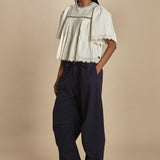 top manica corta con ricami LARISSA 108 CREAM sea ny 