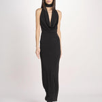abito lungo con scollo drappeggiato RHAPSODY NERO undress code 