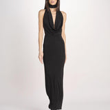 abito lungo con scollo drappeggiato RHAPSODY NERO undress code 