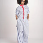 pantalone a righe con piping ELSA MJD266 LIGHT BLUE STIPES jejia 