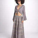 camicia cropped con nodo in lurex gessato JUNE STONE GREY christianzen 