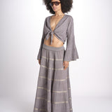 camicia cropped con nodo in lurex gessato JUNE STONE GREY christianzen 