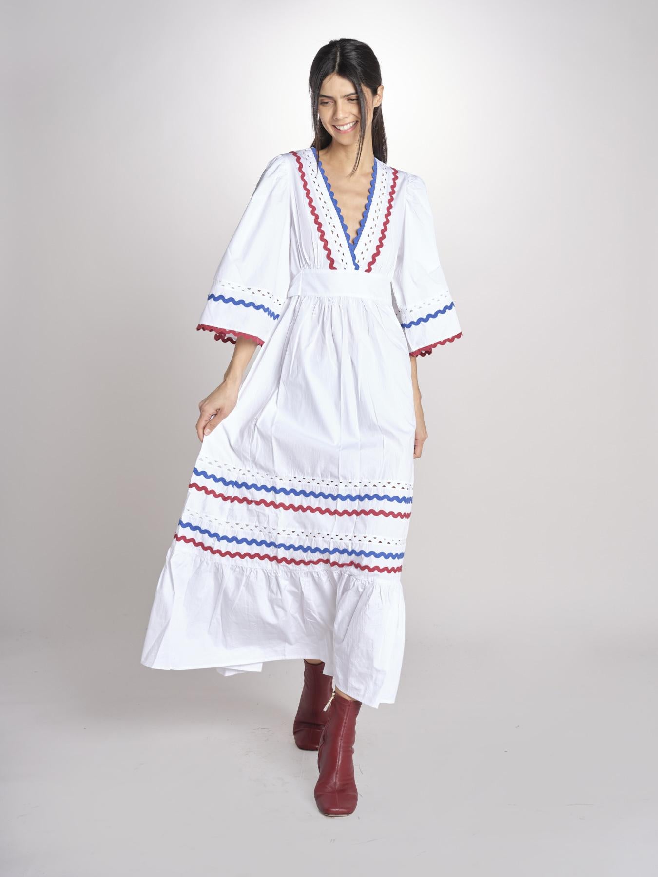 Abito con passamaneria RITA LONG DRESS RITA1BLO WHITE2 antik batik 