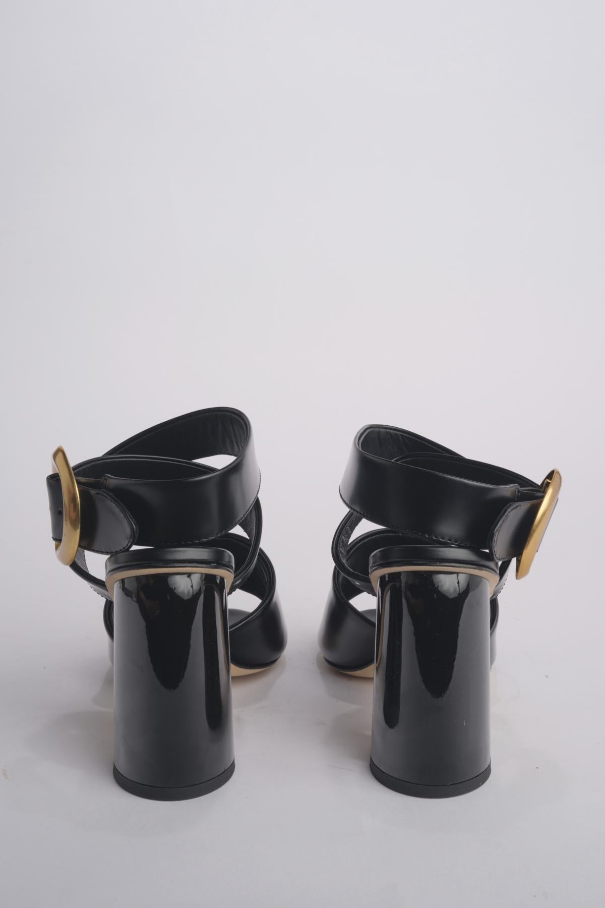 Sandalo ALLEGRA 90 MULE tacco largo F819SPZ BLACK studio AMELIA 