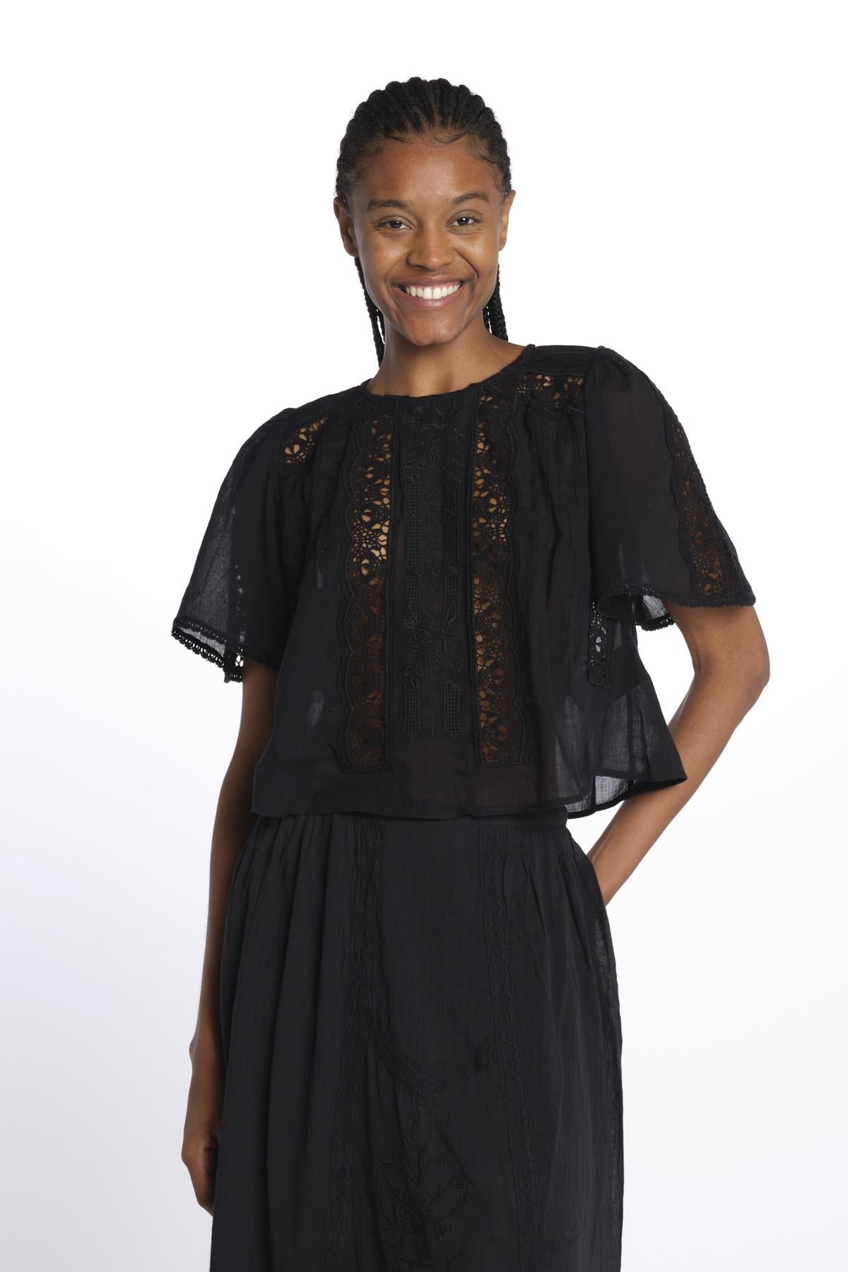 INGRID camicia cropped ricamata B0406 BL louise misha 