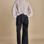 camicia voille lana con rouches MAGRITTE RED_WHITE CHECKS laurence bras 