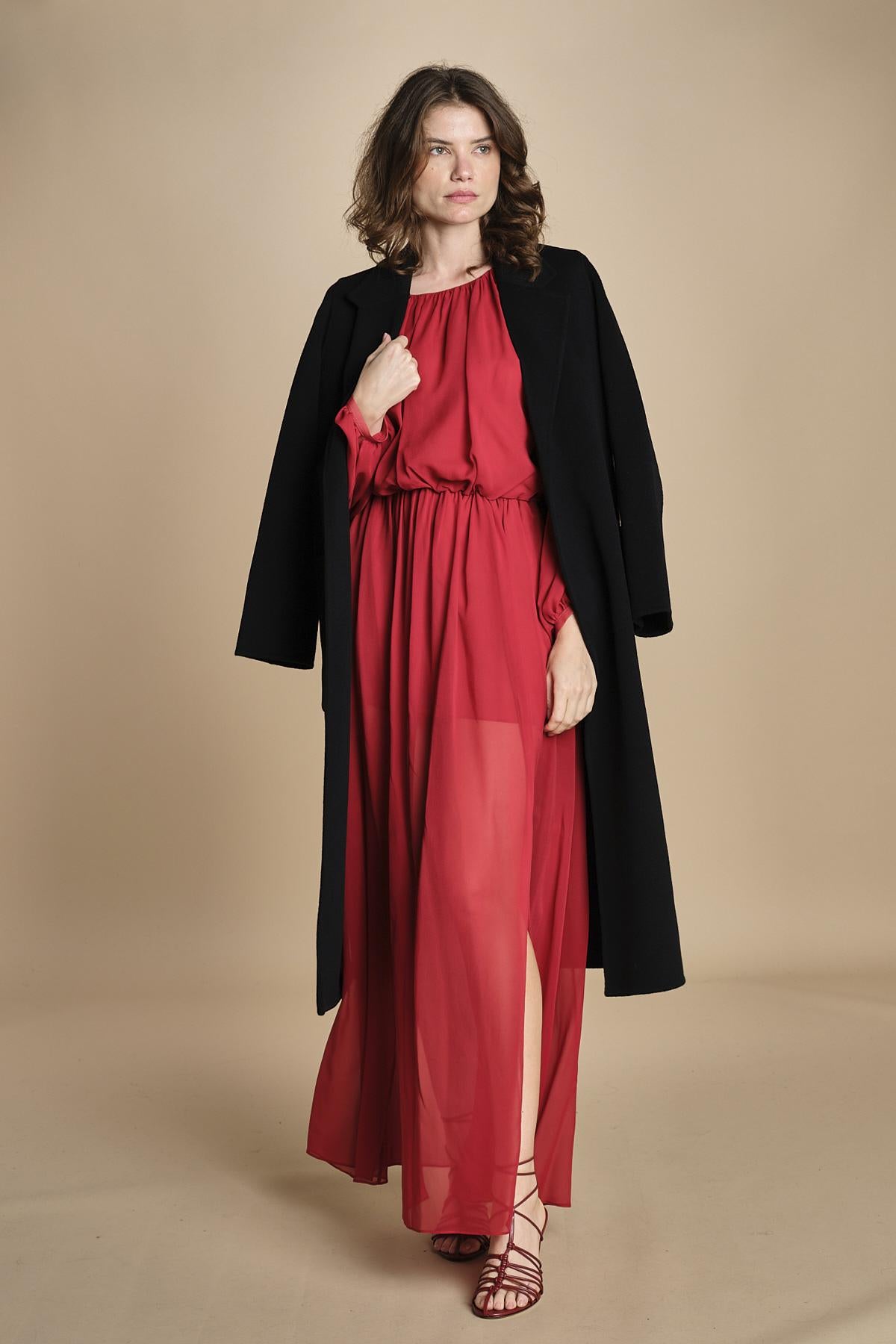 abito lungo in chiffon ATENE RED crida 