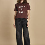 t-shirt con scritta e strass. JWTS02868 BURGUNDY 540 zadig & voltaire 