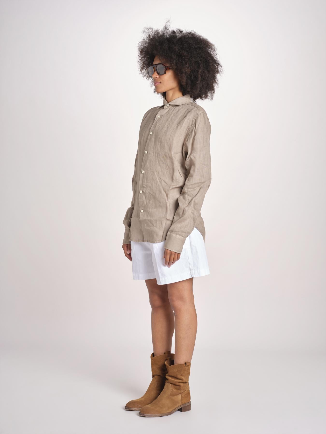 Camicia maschile in lino M012 1003 FANGO milaura 