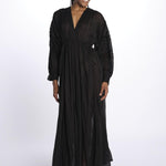 IBIZA maxi abito con scollo e maniche lunghe IBIZA NOIR laraethnics 