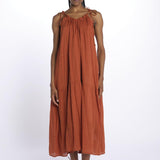 PALOMA abito lungo con balze e spalline sottili PALOMA RUST laraethnics 