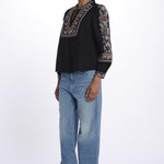 Camicia ricamo punto croce CALOE BLEUNUIT ba&sh 