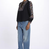 Camicia ricamo punto croce CALOE BLEUNUIT ba&sh 