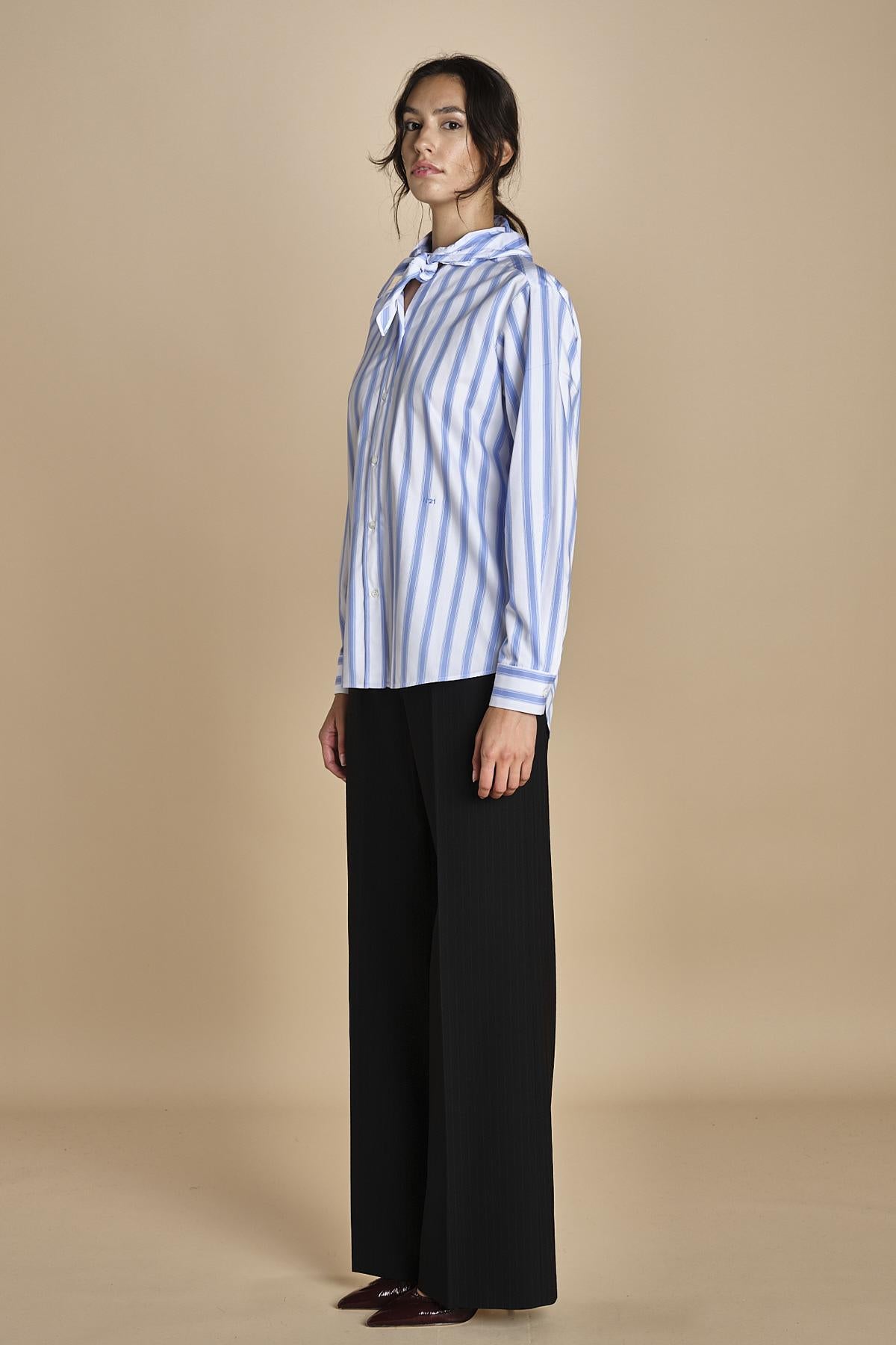 camicia girocollo a righe con bandana G0315249 R1D1 n21 