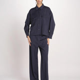 Giacca a camicia in tela di pura lana stretch MULINO 2615041021600 001 BLU weekend maxmara 