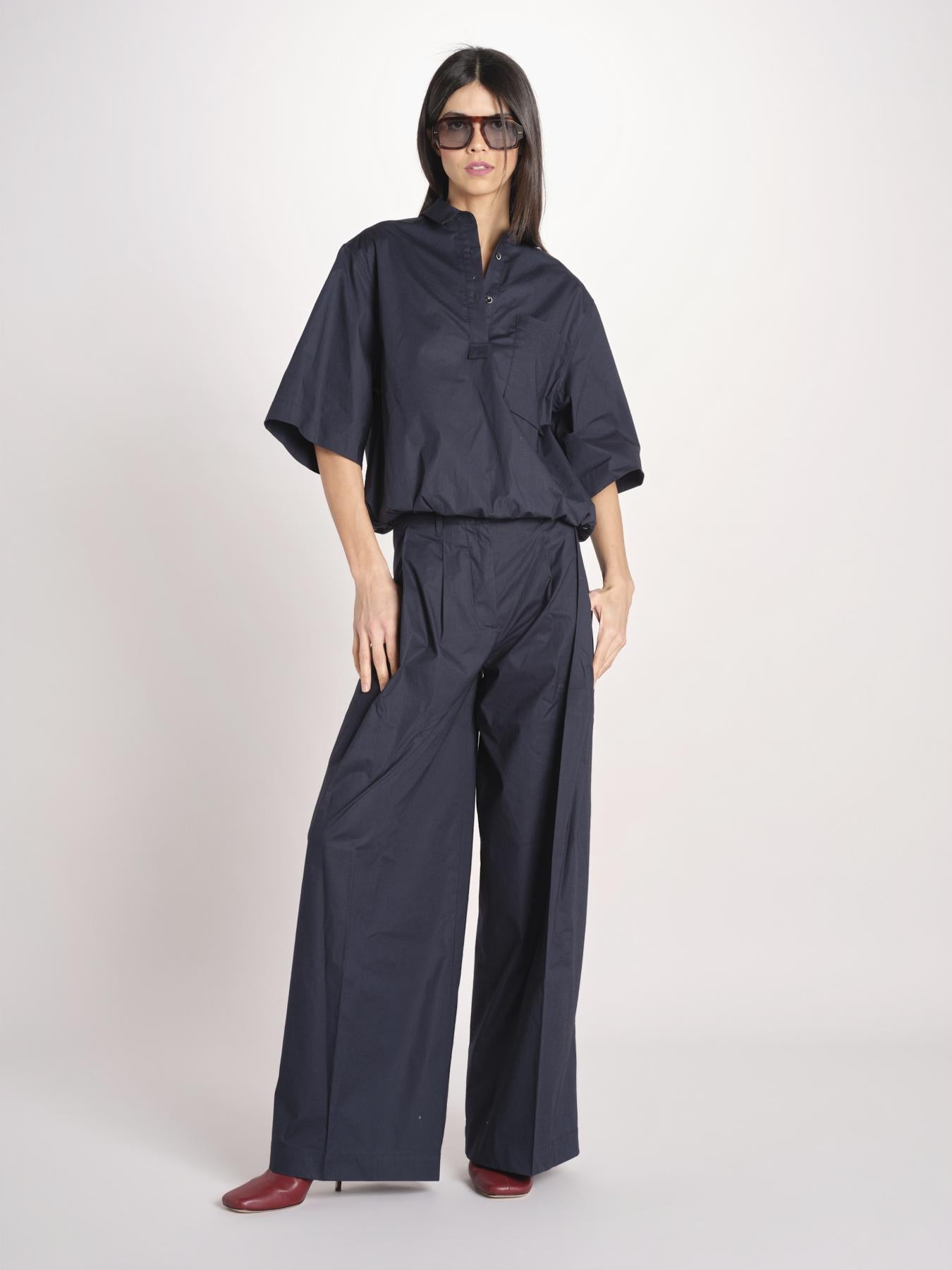 pantalone in cotone con pines PETRA PE99 NAVY nine in the morning 