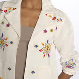 LORAINE giacca con fiori ricamati E25VE013 ECRU stella forest 