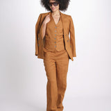 gilet in lino 16V528LI011 P632 CHESTNUT ines de la fressange 