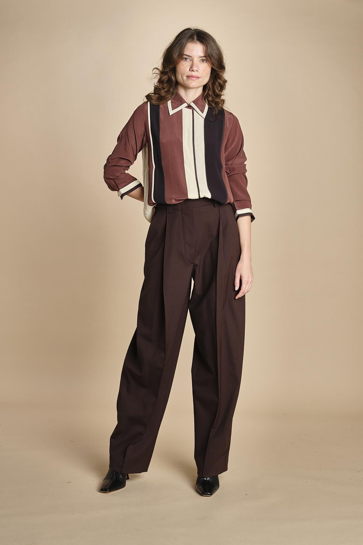 camicia con collo a pannelli BL_3261T BROWN bodice 
