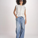 top in voille con pizzo THE SONNET TOP T1473435L TRUE WHITE the GREAT 