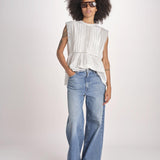 top in voille con pizzo THE SONNET TOP T1473435L TRUE WHITE the GREAT 