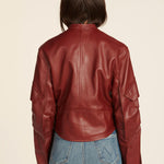 giacca di pelle bordeaux MALEN F19JL1 NAPPA BORDEAUX petar petrov 