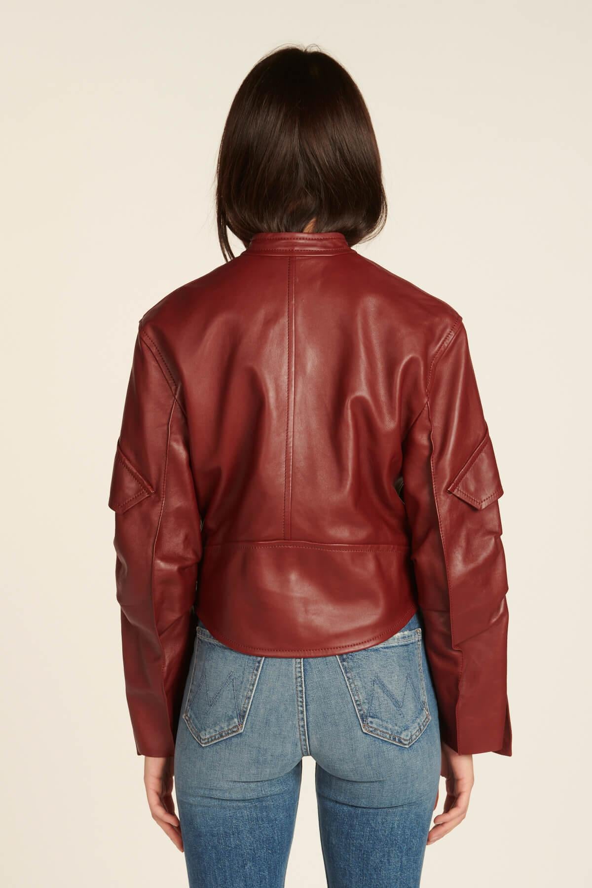 giacca di pelle bordeaux MALEN F19JL1 NAPPA BORDEAUX petar petrov 