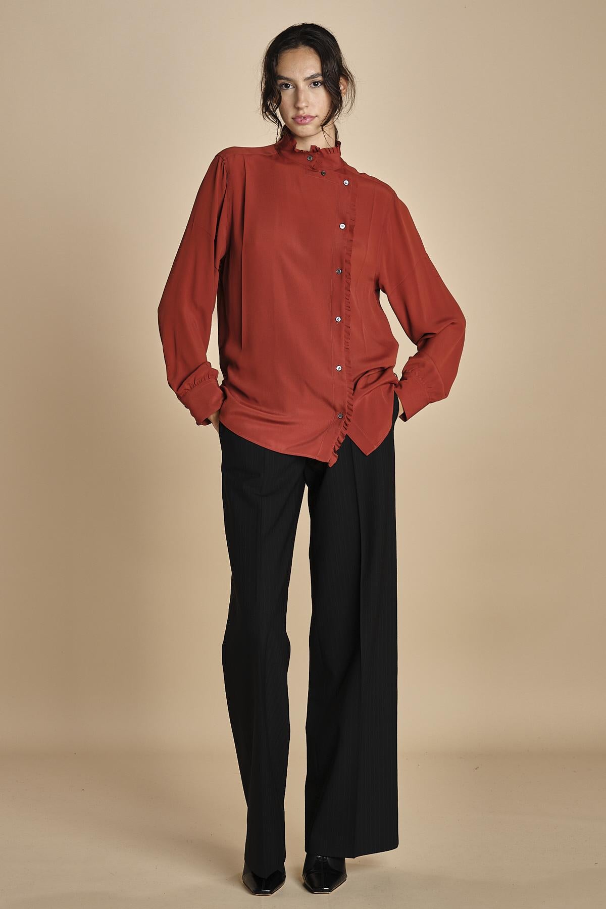 G074 camicia a quadri con rouches G0725111 3495 n21 