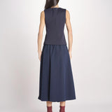 Gonna lunga con inserto centrale in jersey crêpe a pieghe plissé in tessuto tecnico FOLK 2615771011600 002 BLU weekend maxmara 