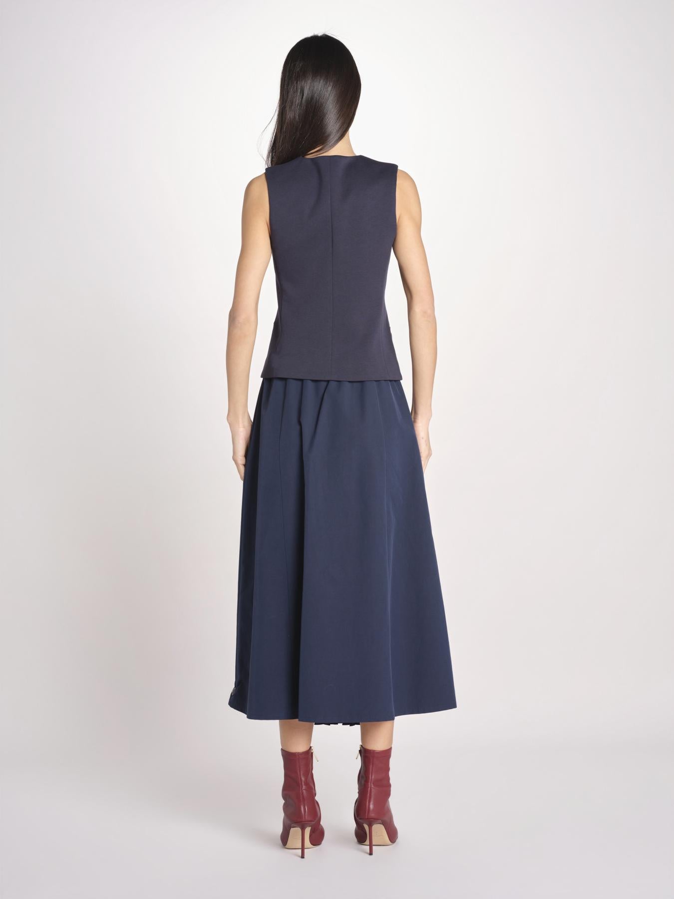 Gonna lunga con inserto centrale in jersey crêpe a pieghe plissé in tessuto tecnico FOLK 2615771011600 002 BLU weekend maxmara 