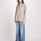 camicia a righe 16T524CO253 P158 BROWN ECRU ines de la fressange 
