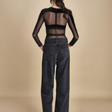 body  in velluto e tulle a righe GO FOR IT BLACK undress code 