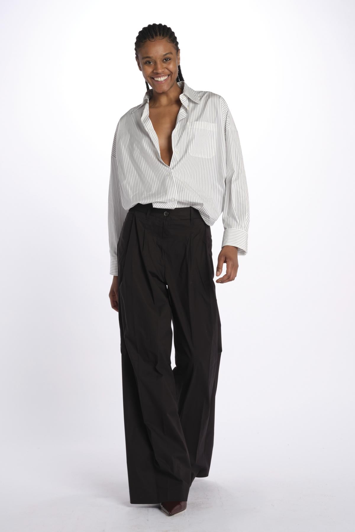 Pant PETRA 2 pinces popeline PETRA PE66 NERO nine in the morning 