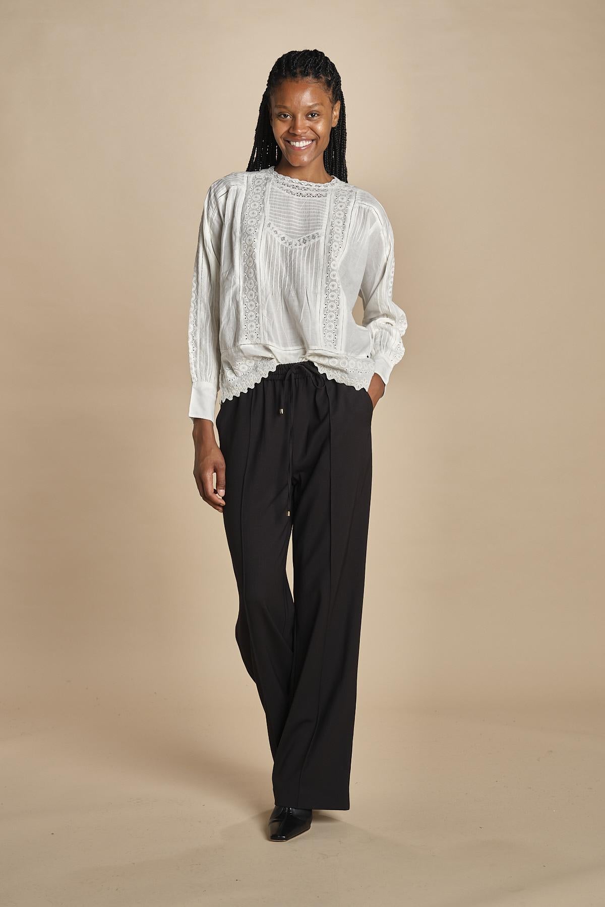 camicia con nervature e ricami FLORITA 2HVA27-V09831 BLANC vanessa bruno 