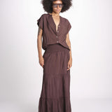 camicia con bottoni CLARENCELK CHOCOLAT laraethnics 