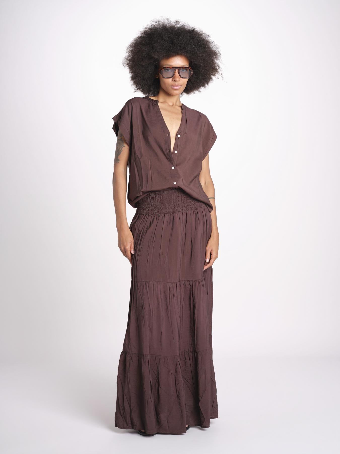 camicia con bottoni CLARENCELK CHOCOLAT laraethnics 