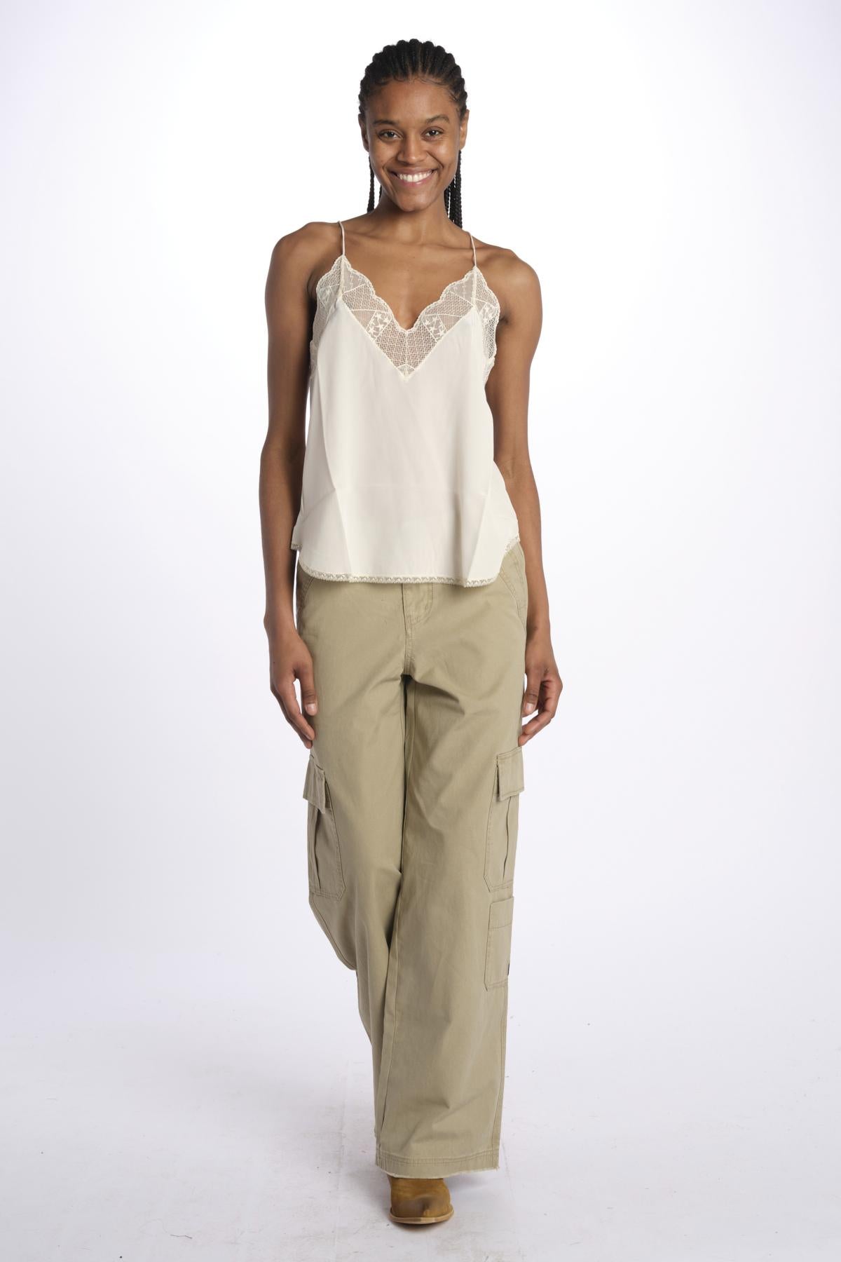Christy cdc perm top spallina sottile PWGCP0702F ECRU zadig & voltaire 