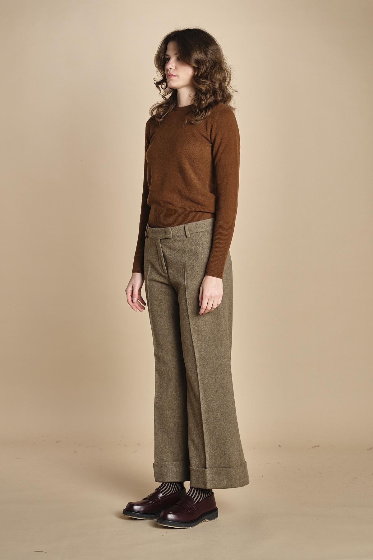 pantalone cropped con risvolto MELODIA 652923 19 quelledue 