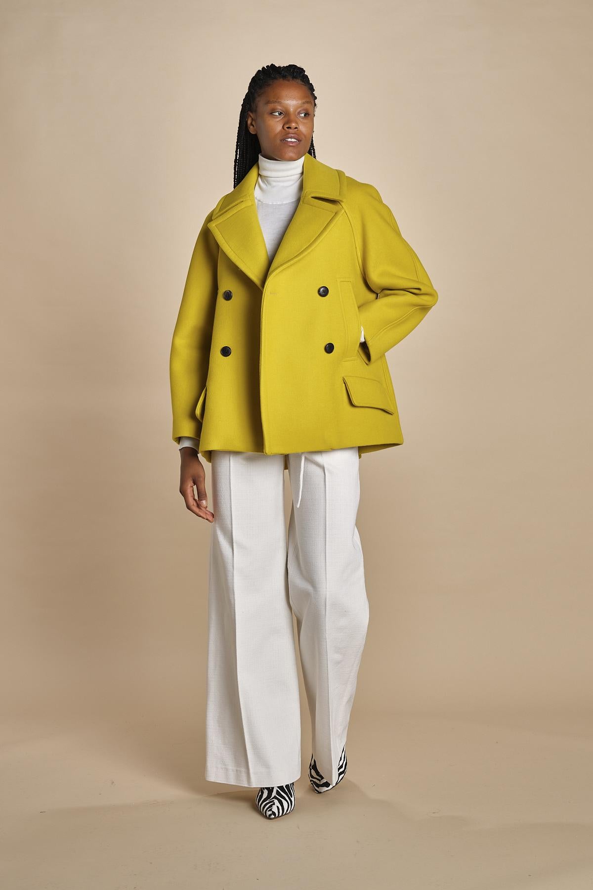 A LINE PEA JACKET peacot doppiopetto A19FV02 NS77 YELLOW martin grant 