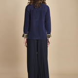 camicia con collo e polsi a contrasto CR_3069T NAVY bodice 