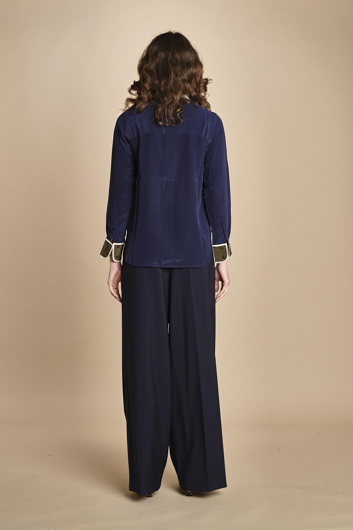 camicia con collo e polsi a contrasto CR_3069T NAVY bodice 