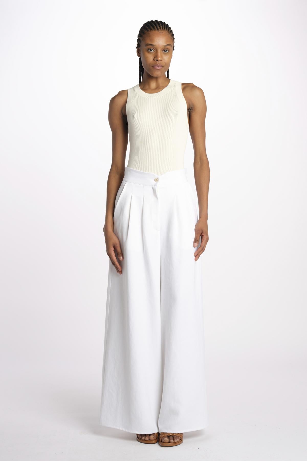 1306L pantaloni pences lino enzimato 1306L WHITE dusan 